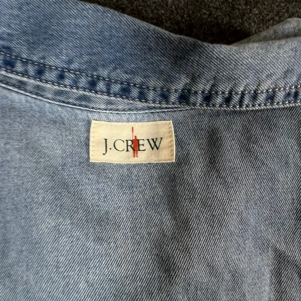 J.Crew Always Women Light Wash Denim Popover Shirt Blue Long Sleeve Cotton Small - Image 5
