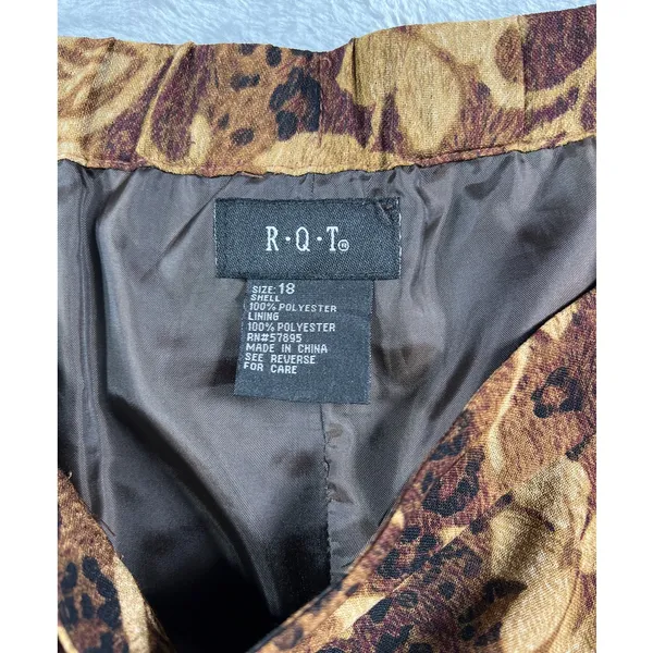 Brown Floral Leopard Midi Skirt 18 Boho Y2K Earth Tone A Line Cottagecore - Image 2