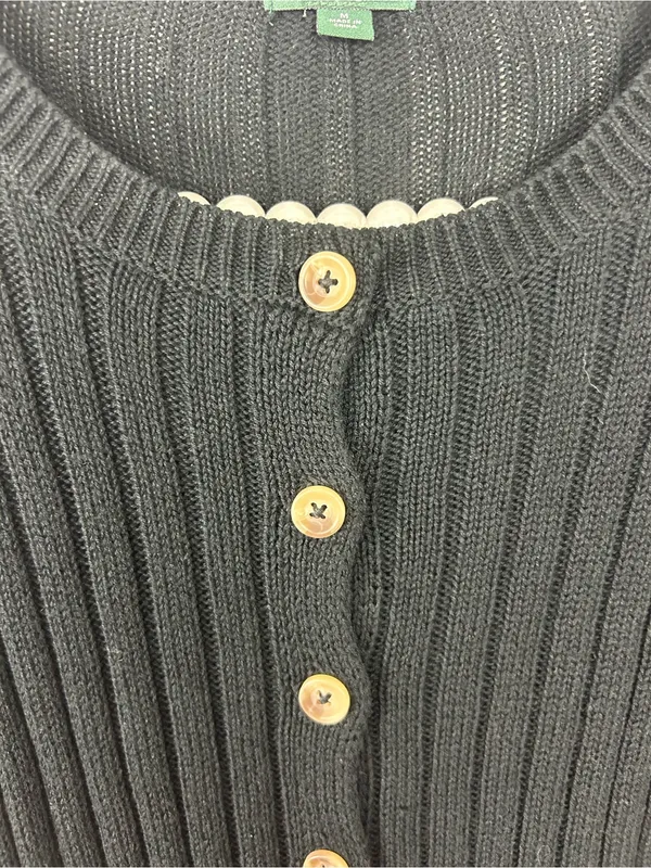 Wild Fable Black Ribbed Knit Cropped Cardigan Sweater Size M - Image 5