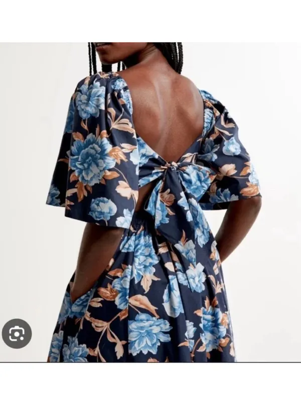 Abercrombie & Fitch Angel Sleeve Twist Front Midi Dress - Image 2