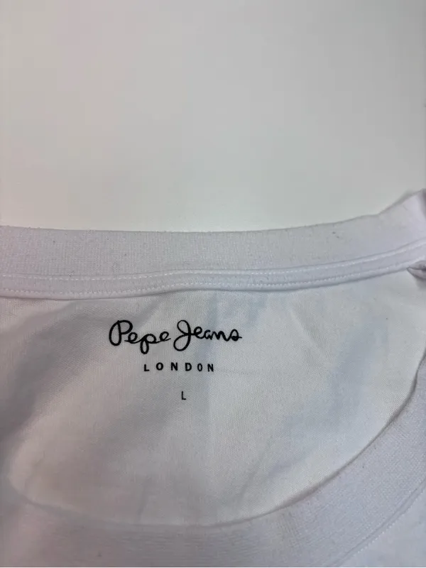 Pepe Jeans London Maggie White Tee with Gold Metallic Logo and Silver Studs NWOT - Image 3