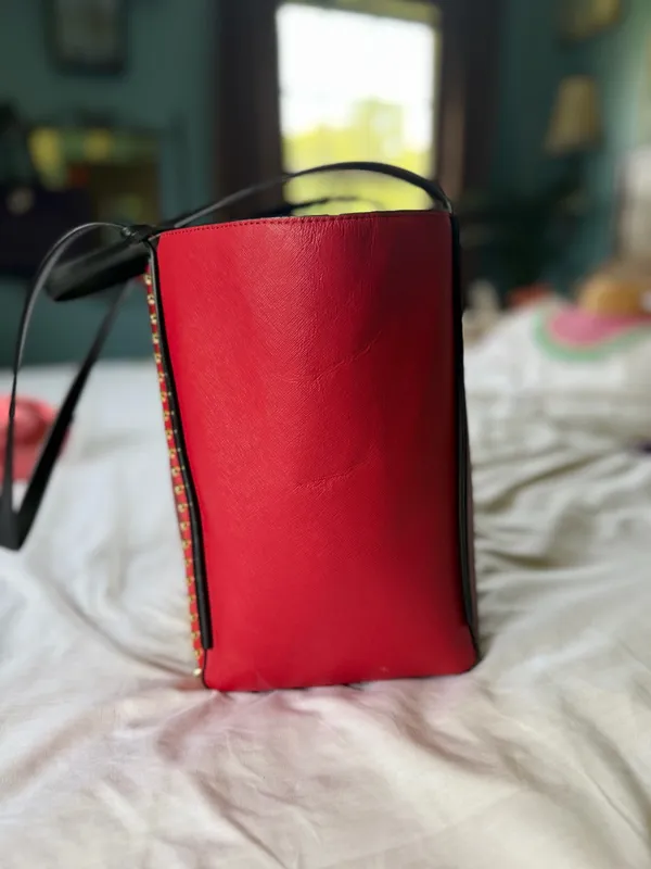 Red Black and Gold Studded Michael Kors Purse. Large. - Image 7