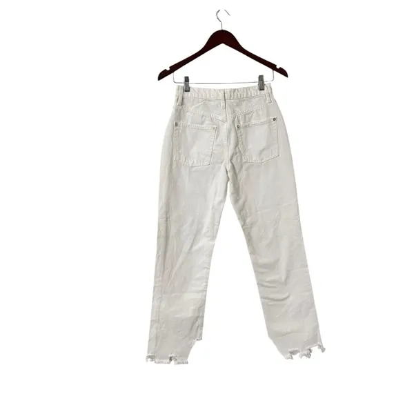 NWT FREE PEOPLE We The Free Maggie Distressed Cotton White Denim Jeans - Image 9