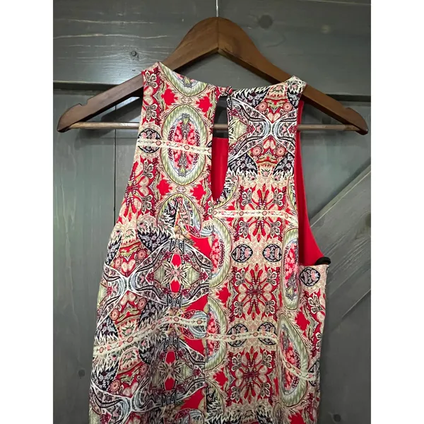 Lulus Red Paisley Mini Dress‎ High Neck Shift Small Boho Festival - Image 6