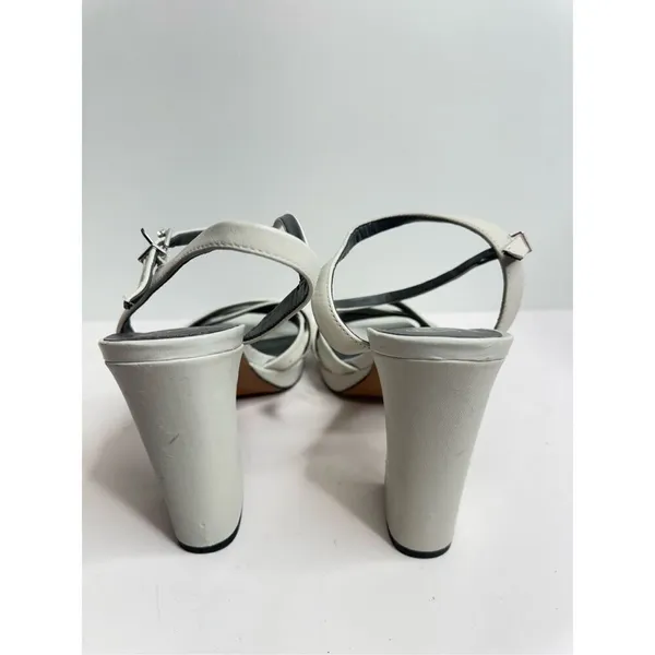 Franco Sarto Sandals Size 10 Gray Leather Ankle Strap‎ Open Toe Block Heel - Image 10
