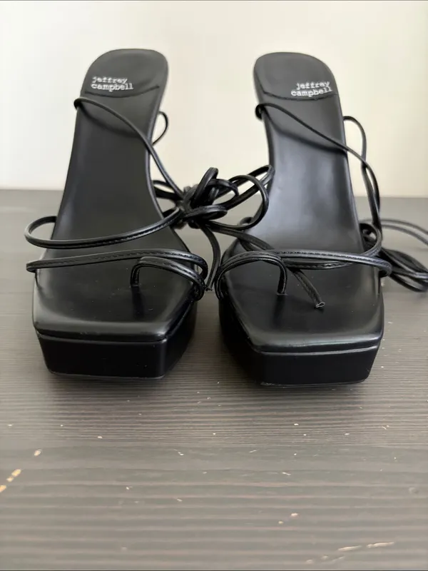 Jeffrey Campbell Primadonna strappy lace-up Platform block heels black size 9 - Image 13