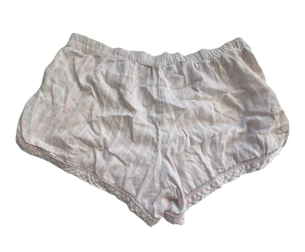 Victoria's Secret Pink Ivory Silver Stripe Cotton Shorts Size Medium - Image 4