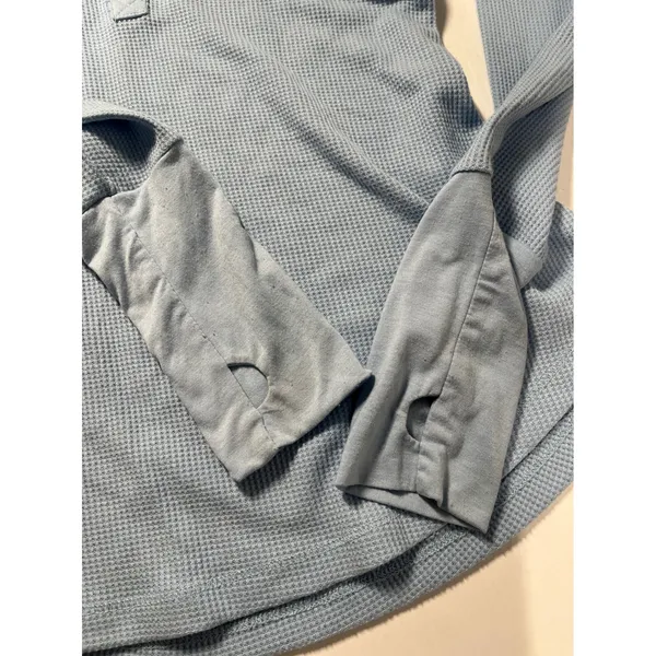 Twenty5A Light Blue Waffle Knit Henley Long Sleeve‎ Cuff Top Size S - Image 5
