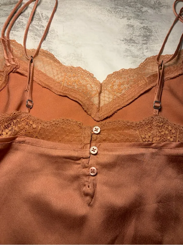 Abercrombie & Fitch Lace-Trim Cami in Terracotta - Image 7