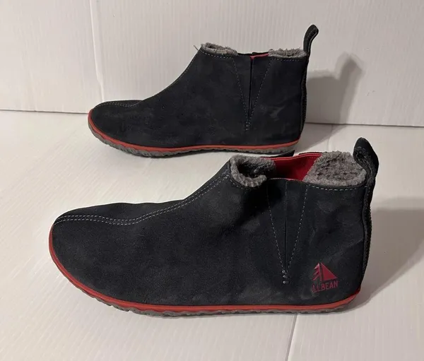 L.L. Bean suede gray lined pull-on ankle boots women size 8 M - Image 2
