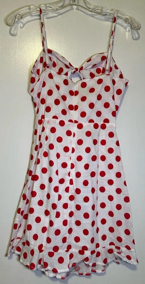 NWT Wild Honey polka dot cutout mini dress white and red size M - Image 2
