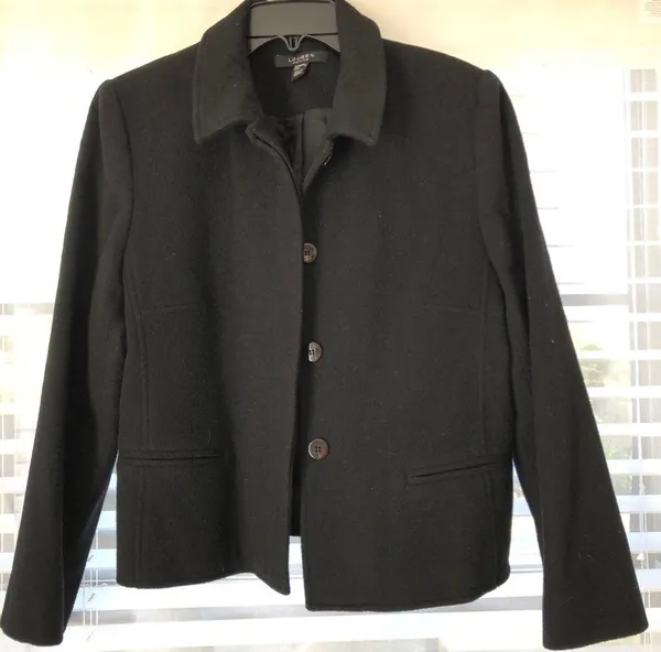 Vintage Louben Cashmere/Wool Black Jacket Petite M - Image 2