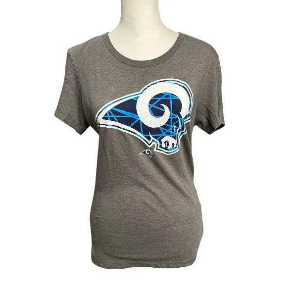 Majestic Los Angeles Rams T Shirt Women’s M Gray NFL Football Graphic Flawed - Image 2