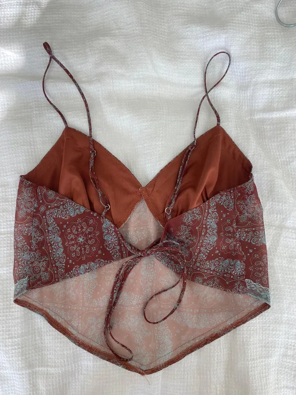 Cotton Candy LA Brown and Blue Tie top - Image 3