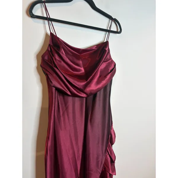 American Vintage Y2K burgundy ombre ruffle formal dress - Image 3