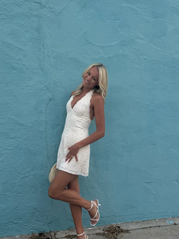 Princess Polly Nataliana Lace Halter Mini Dress White - Image 4