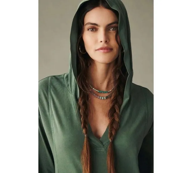 Anthropologie Daily Practice Green Hooded Maxi Dress Sz.XS - Image 2