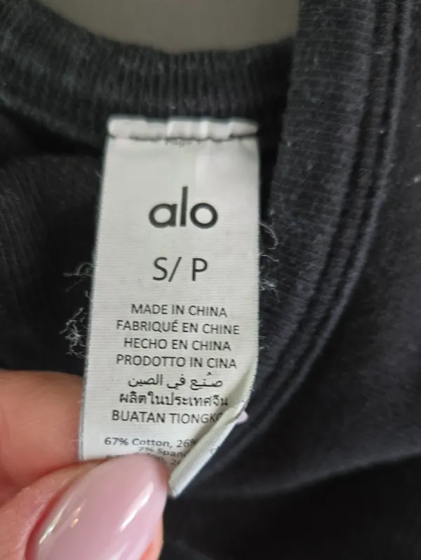 ALO Yoga Wellness Black Logo Ribbed Sport Bra Size S - Image 6
