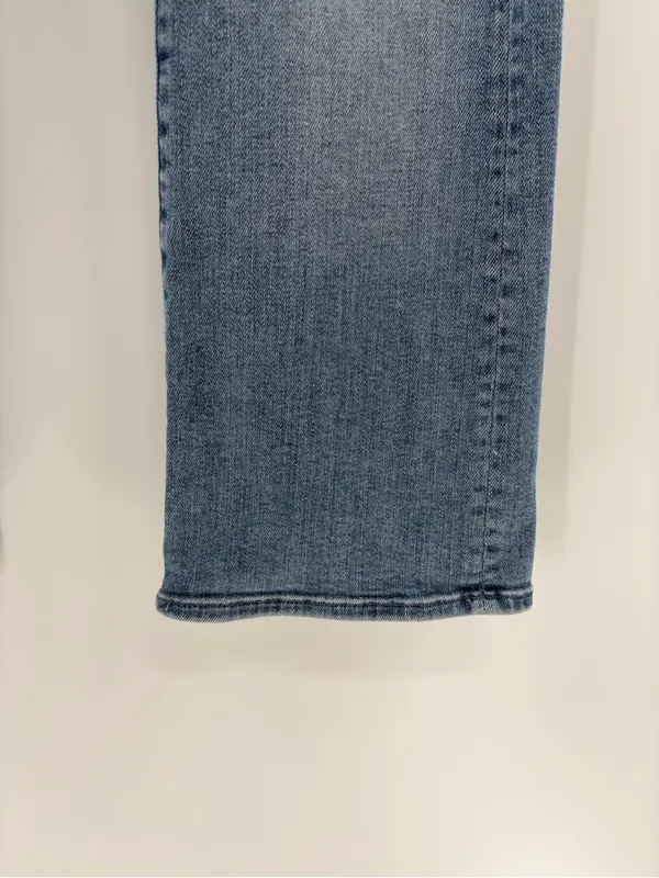 Mother denim the insider cropped a side of beans blue straight leg jeans sz 27 - Image 8