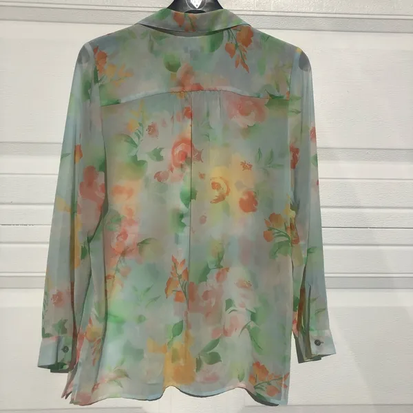 J. Jill Sheer Floral Pastel Business Casual Blouse - Image 7