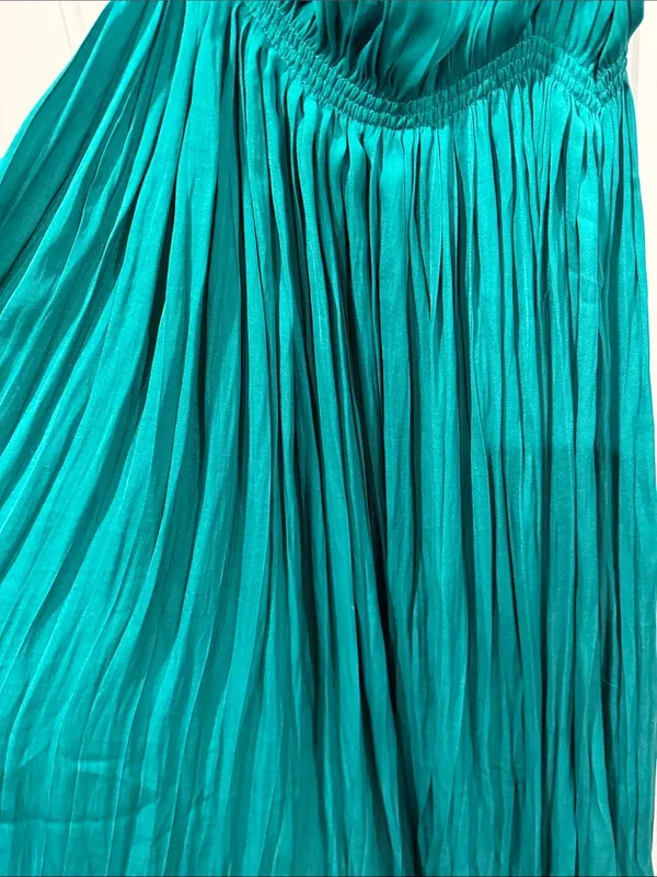 Current Air Teal Pleated Midi Dress with Spaghetti Straps large‎ - Image 3