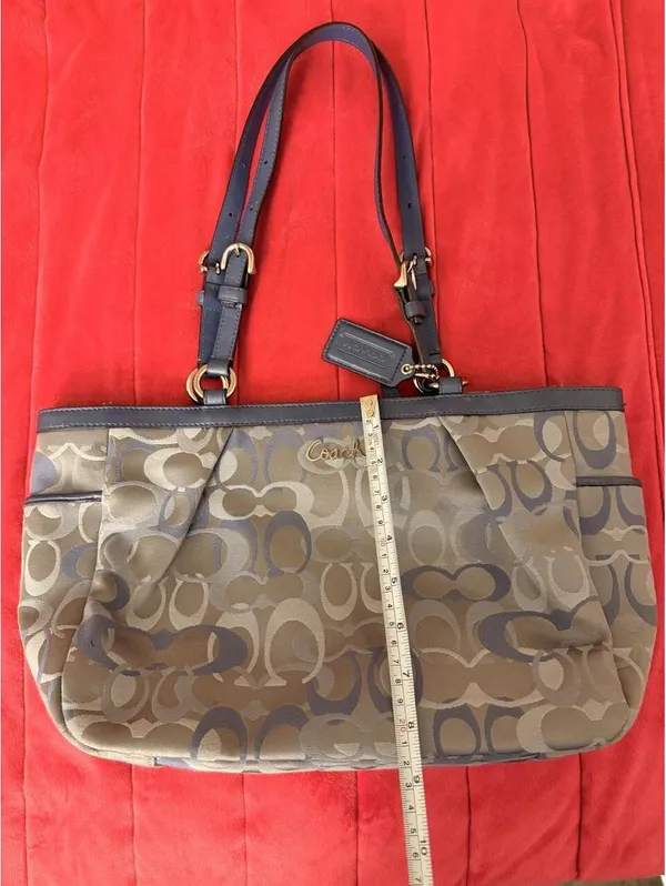 Vintage Ash Blue Coach Gallery Optic Signature Tote - Image 7