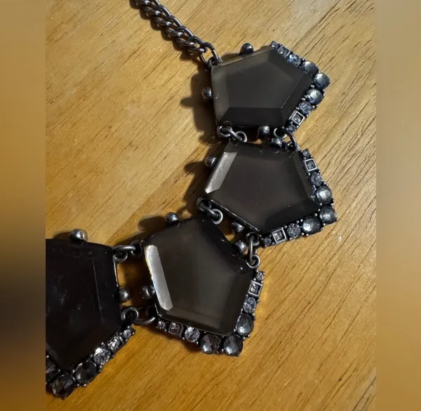 Loft Silver Tone Statement Chunky Rhinestone Necklace - Image 6
