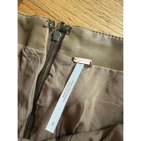 Free People Modern Femme Vegan Leather‎ Mini Skirt Size 2 Brown Short Faux - Image 6