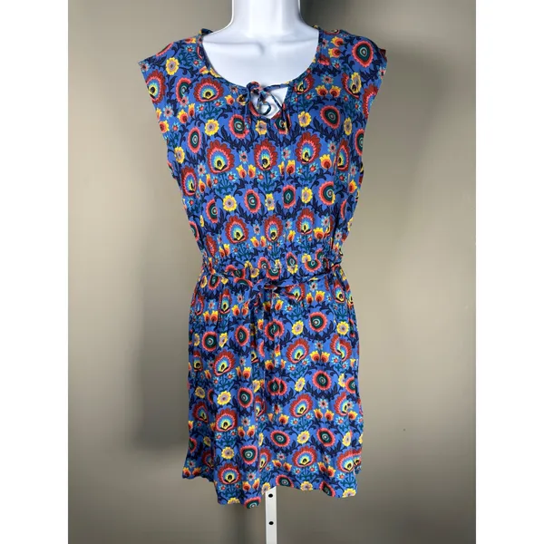 Matilda Jane Splendid Floral Tie Neck Dress‎ Boho Cottagecore Rayon Medium - Image 2
