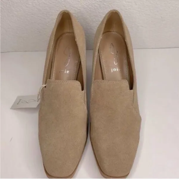JOIE Beige Suede Block Heel Mules Shoes 8.5 NWOB - Image 5