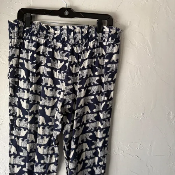 Aerie Lounge Pants White Polar Bear Print Elastic Waist Casual‎ Joggers Large - Image 7