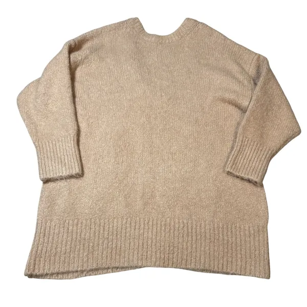 NWT Zara Women Tan Brown Open Back Long Sleeve Sweater Mini‎ Dress Size Small - Image 2