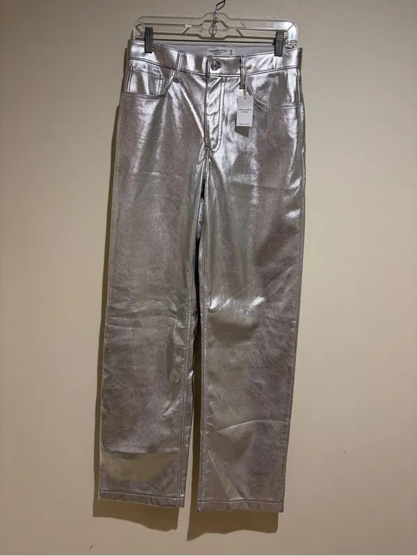 Abercrombie & Fitch LONG The ‘90s Relaxed High Rise Pant Silver Metallic - Image 2