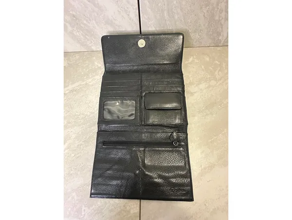 Vintage Brighton black croc-embossed leather snap button organizer/wallet/clutch - Image 5