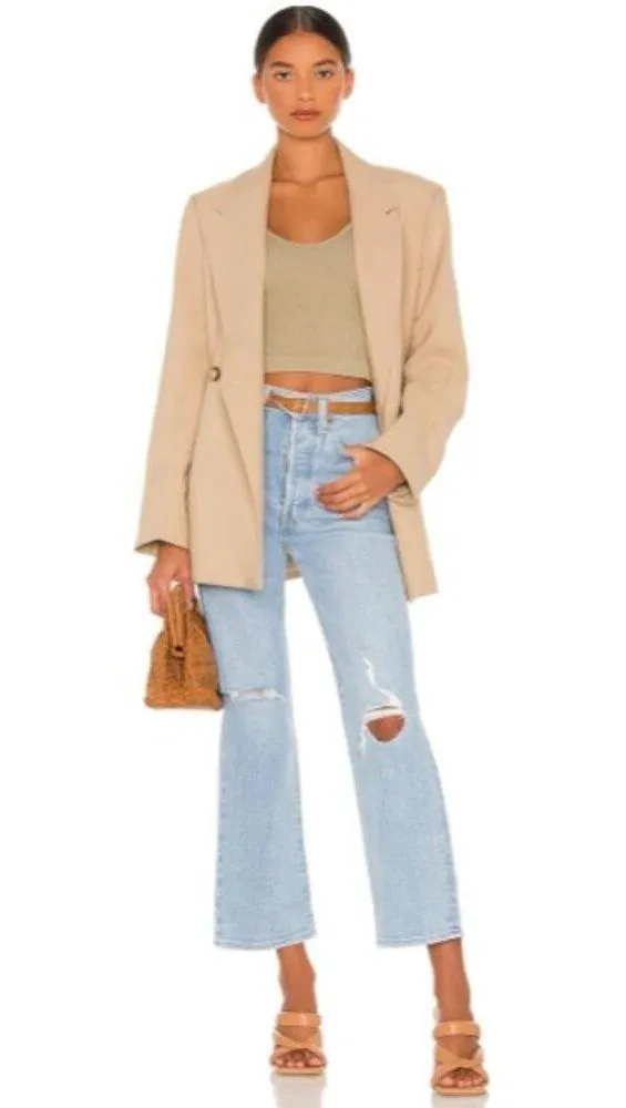 Levi's X Revolve Ribcage Straight Ankle Jeans in Jazz Time with Distressing - Image 4