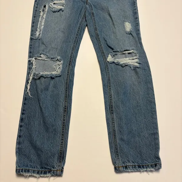Altar'd State Jeans Women 26 Blue Distressed Straight Leg High Rise 100% Cotton - Image 2