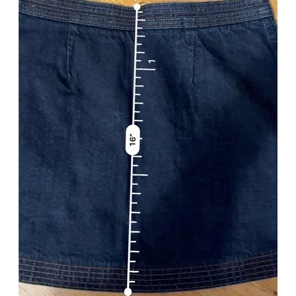 Abercrombie & Fitch Denim Mini Skirt Size 6 Dark Wash Zip Front Cotton Jean Y2K - Image 7