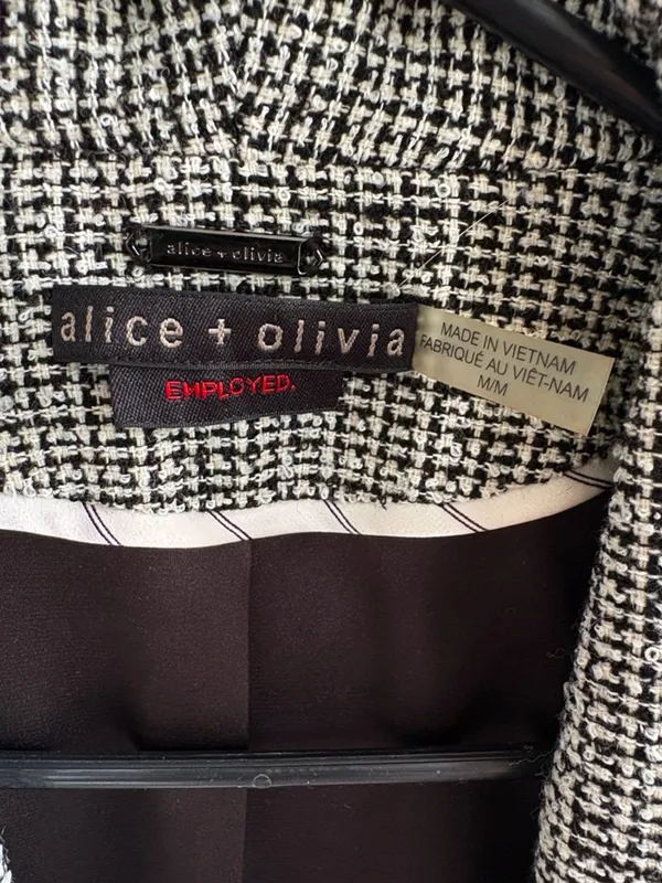 Alice + Olivia Open Front Tweed Cropped Blazer Size - Image 2
