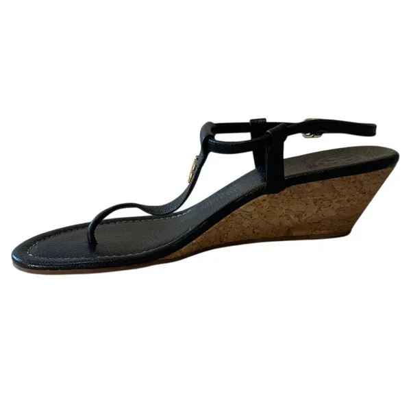 Tory Burch‎ Pauline Demi Cork Wedge Sandals Black 8.5 - Image 15
