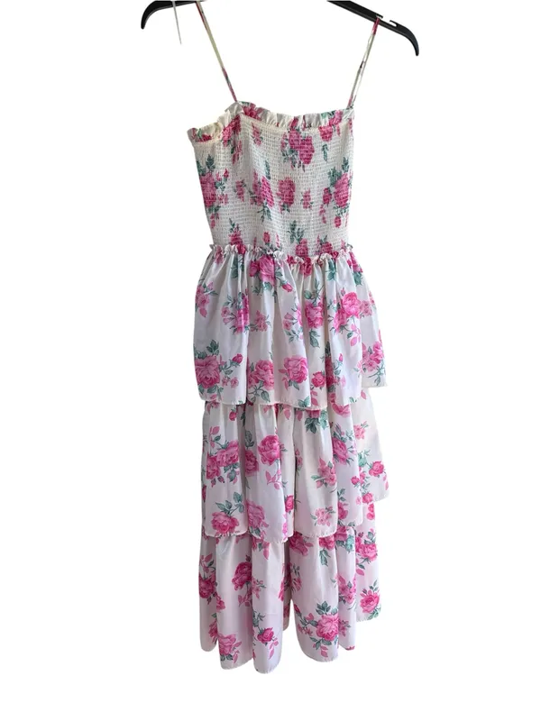 LoveShackFancy Elsie Pink Floral Tiered Smocked Sundress - Image 4
