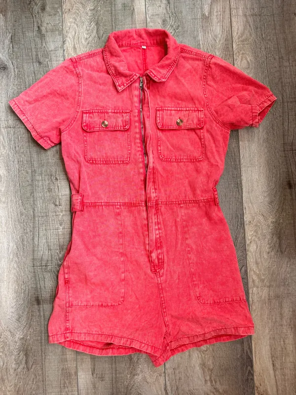 Denim Jean Jumpsuit Pink - Image 4