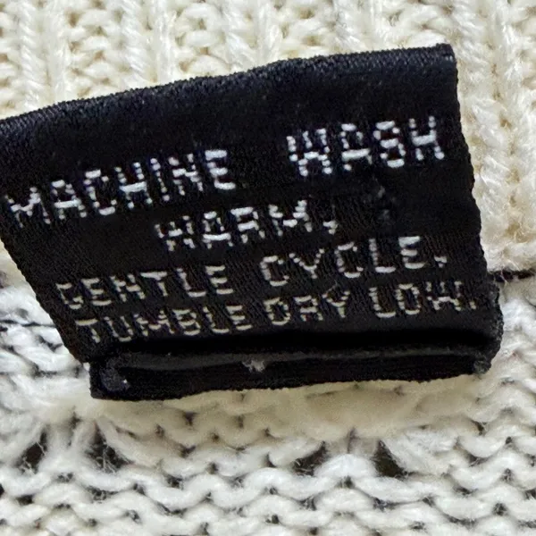 Vintage Rainbow Ridge Fair Isle Nordic Knit Sweater M Cream Black Cozy Chunky - Image 10