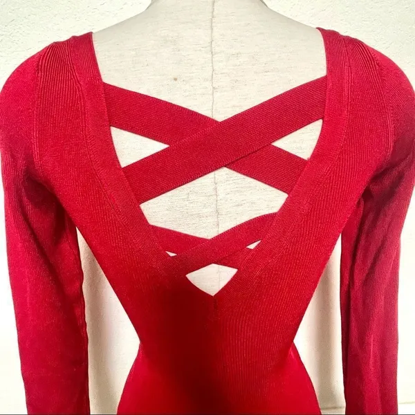Free people red fitted cross cross back sweater - Image 5
