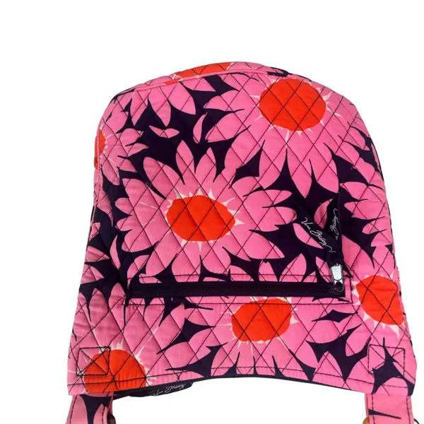 Vera Bradley Purse Crossbody‎ Blue Pink Floral Quilted Zip - Image 4