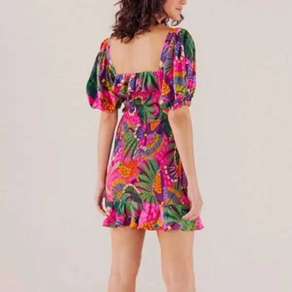 Farm Rio Painted Toucans Mini Dress Smocked Pink‎ - Image 2