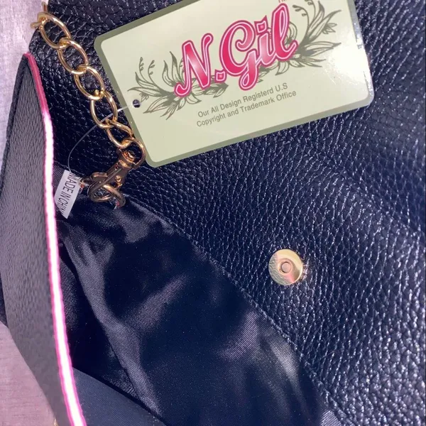 Black With Pink Trim Clutch - Image 4