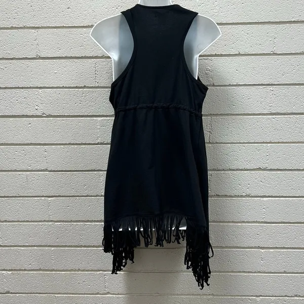 Wet Seal Y2K Festival Black Fringe Vest size M - Image 2