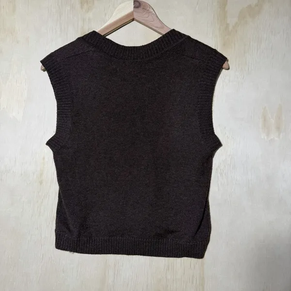 Express Design Studio Brown Sweater Vest Womens Large Wool Blend Knit Y2K Preppy - Image 7
