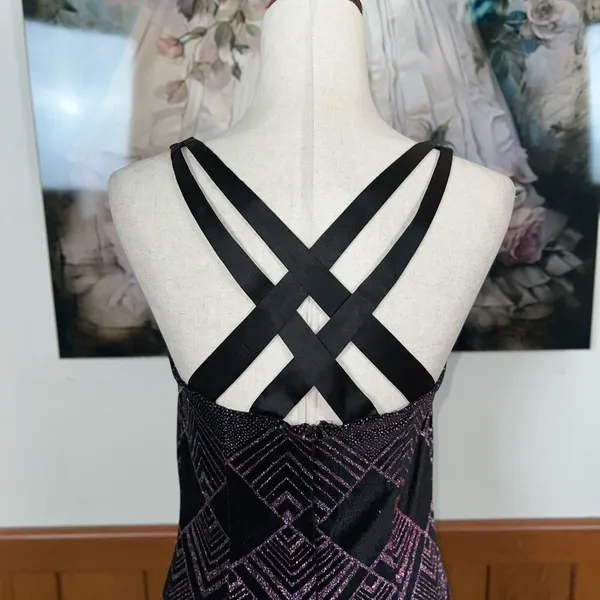 Beautiful Vintage 90s CDC Glitter Velvet Prom Gown! - Image 6
