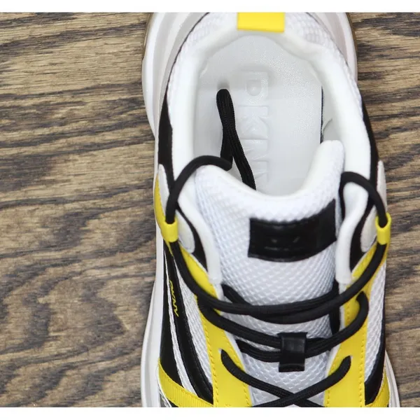 DKNY Womens Juna Lace-Up Running Sneakers K2476994 White / Black / Yellow 7.5M - Image 7